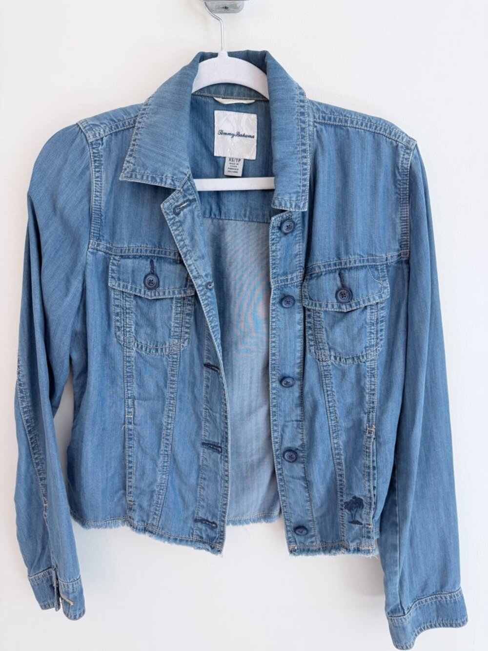 Tommy Bahama Chambray O’Lei Cropped Jacket Blue XS